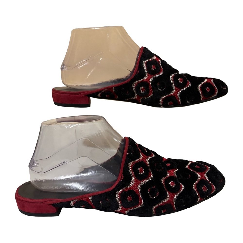 Stuart Weitzman Mulearky Red & Black Geometric Slip On Mule - Picture 5 of 9